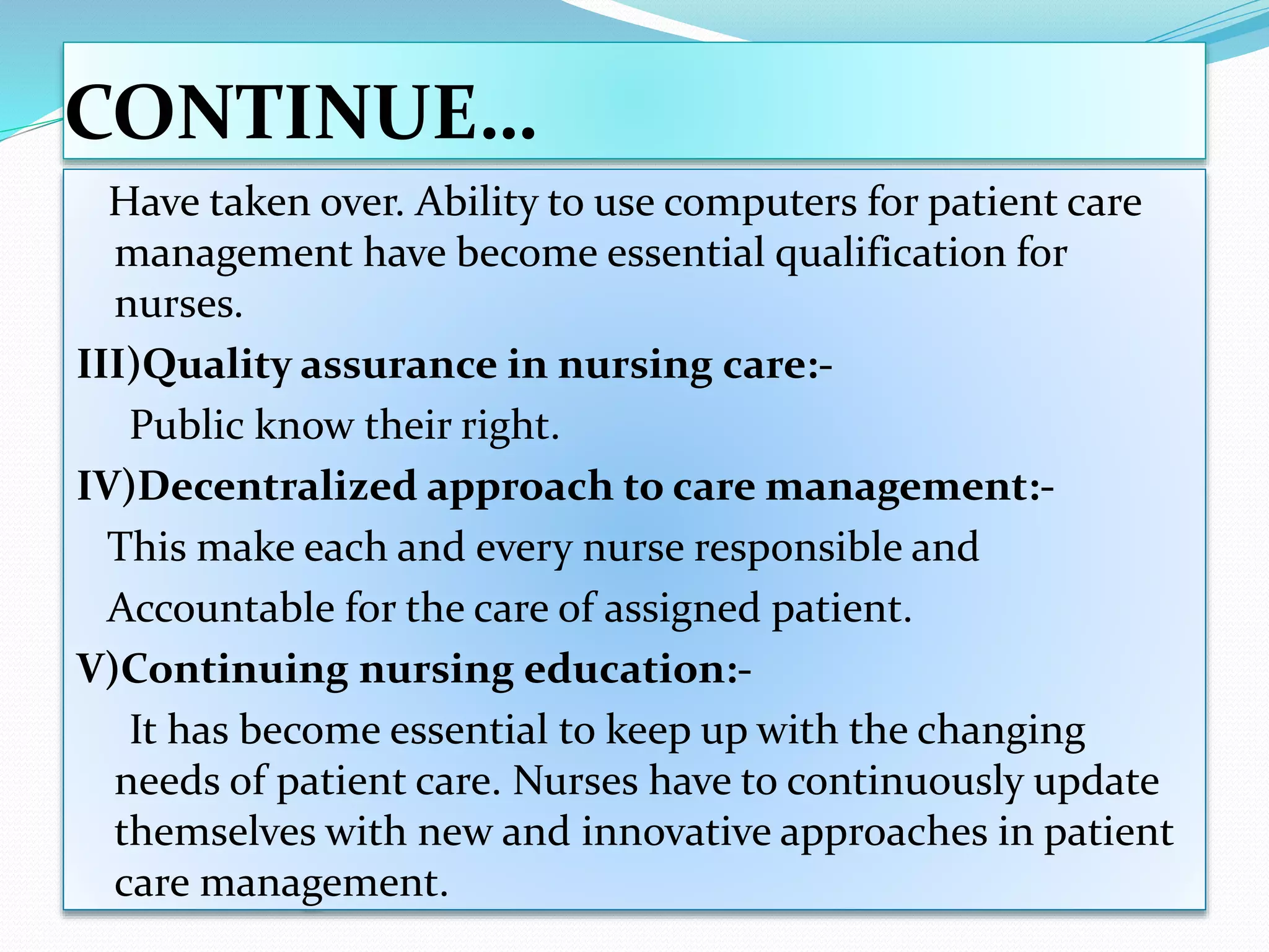 Current trends and issues in nursing administration | PPTX