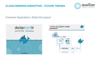 CLOUD REMAINS DISRUPTIVE - FUTURE TRENDS
Container Applications. Watch this space!
 