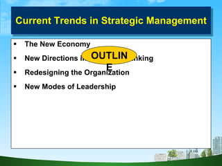 Current Trends in Strategic Management ,[object Object],[object Object],[object Object],[object Object],OUTLINE 