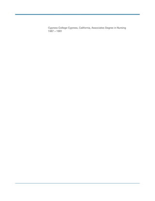 Cypress College Cypress, California, Associates Degree in Nursing
1987 – 1991
 