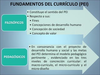 FUNDAMENTOS DEL CURRÍCULO (PEI)
 