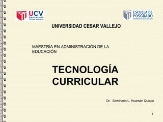 Dr. Seminario L. Huamán Quispe
1
UNIVERSIDAD CESAR VALLEJO
TECNOLOGÍA
CURRICULAR
MAESTRÍA EN ADMINISTRACIÓN DE LA
EDUCACIÓN
 