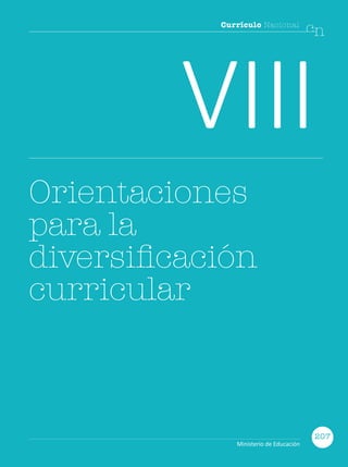 Currículo Nacional
cn
VIII
Orientaciones
para la
diversificación
curricular
207
Ministerio de Educación
 