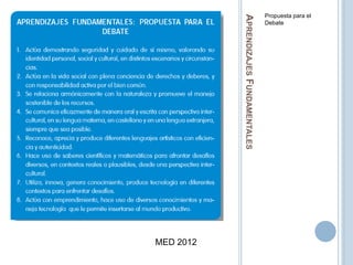 APRENDIZAJESFUNDAMENTALES
Propuesta para el
Debate
MED 2012
 