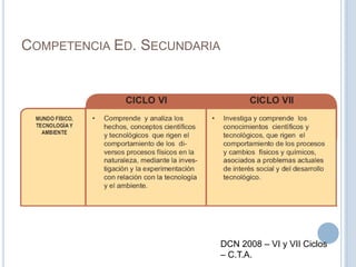 COMPETENCIA ED. SECUNDARIA
DCN 2008 – VI y VII Ciclos
– C.T.A.
 