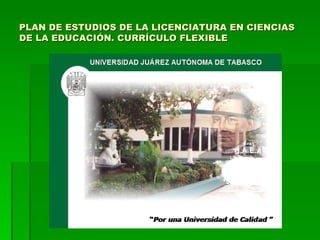 PLAN DE ESTUDIOS DE LA LICENCIATURA EN CIENCIAS DE LA EDUCACIÓN. CURRÍCULO FLEXIBLE 