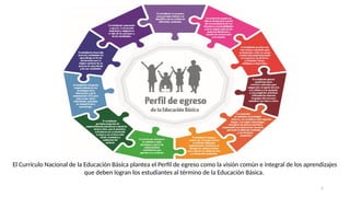 5
El Currículo Nacional de la Educación Básica plantea el Perfil de egreso como la visión común e integral de los aprendizajes
que deben logran los estudiantes al término de la Educación Básica.
 