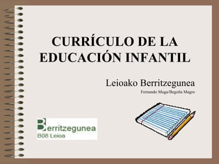 CURRÍCULO DE LA EDUCACIÓN INFANTIL Leioako Berritzegunea Fernando Muga/Begoña Magro 