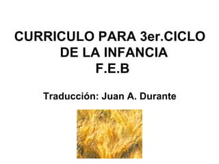 CURRICULO PARA 3er.CICLO
     DE LA INFANCIA
          F.E.B
   Traducción: Juan A. Durante
 