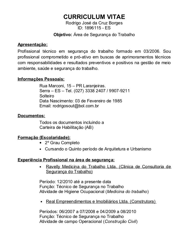 Curriculo tecnico de enfermagem do trabalho Curriculo tecnico de enfermagem do trabalho