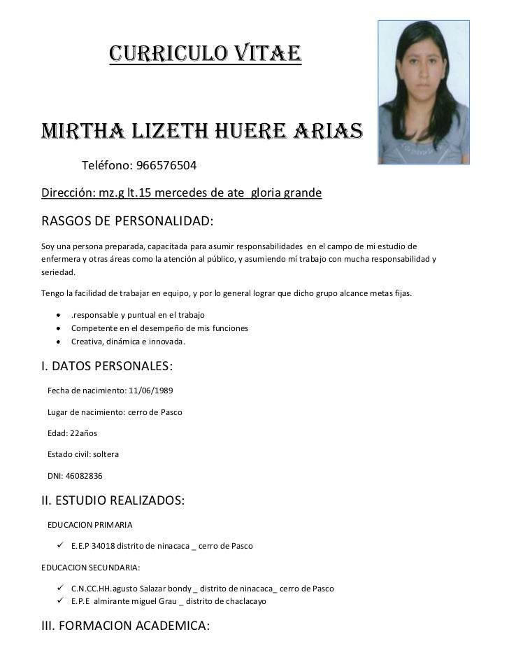 modelos de curriculum vitae de una enfermera