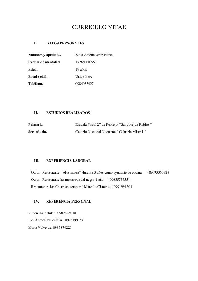 Curriculo vitae 5 hojas