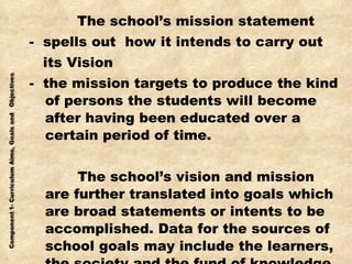 <ul><li>  The school’s mission statement </li></ul><ul><li>-  spells out  how it intends to carry out  </li></ul><ul><li>i...