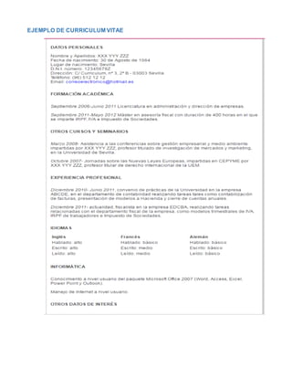 EJEMPLO DE CURRICULUM VITAE
 