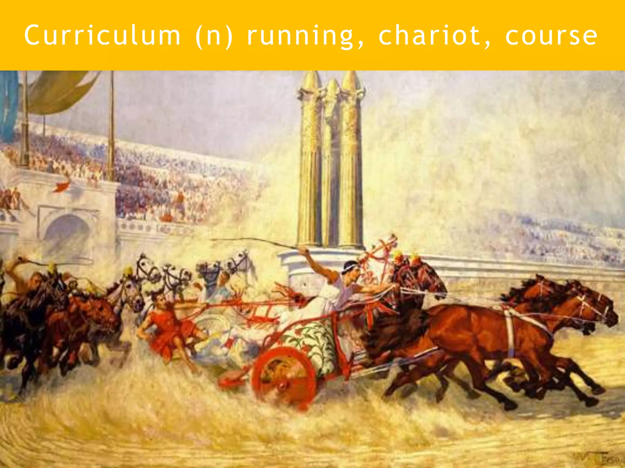 Curriculum (n) running, chariot, course
 