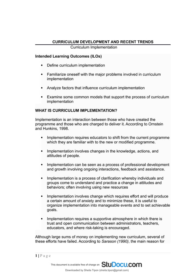 Curriculum Implementation Pdf