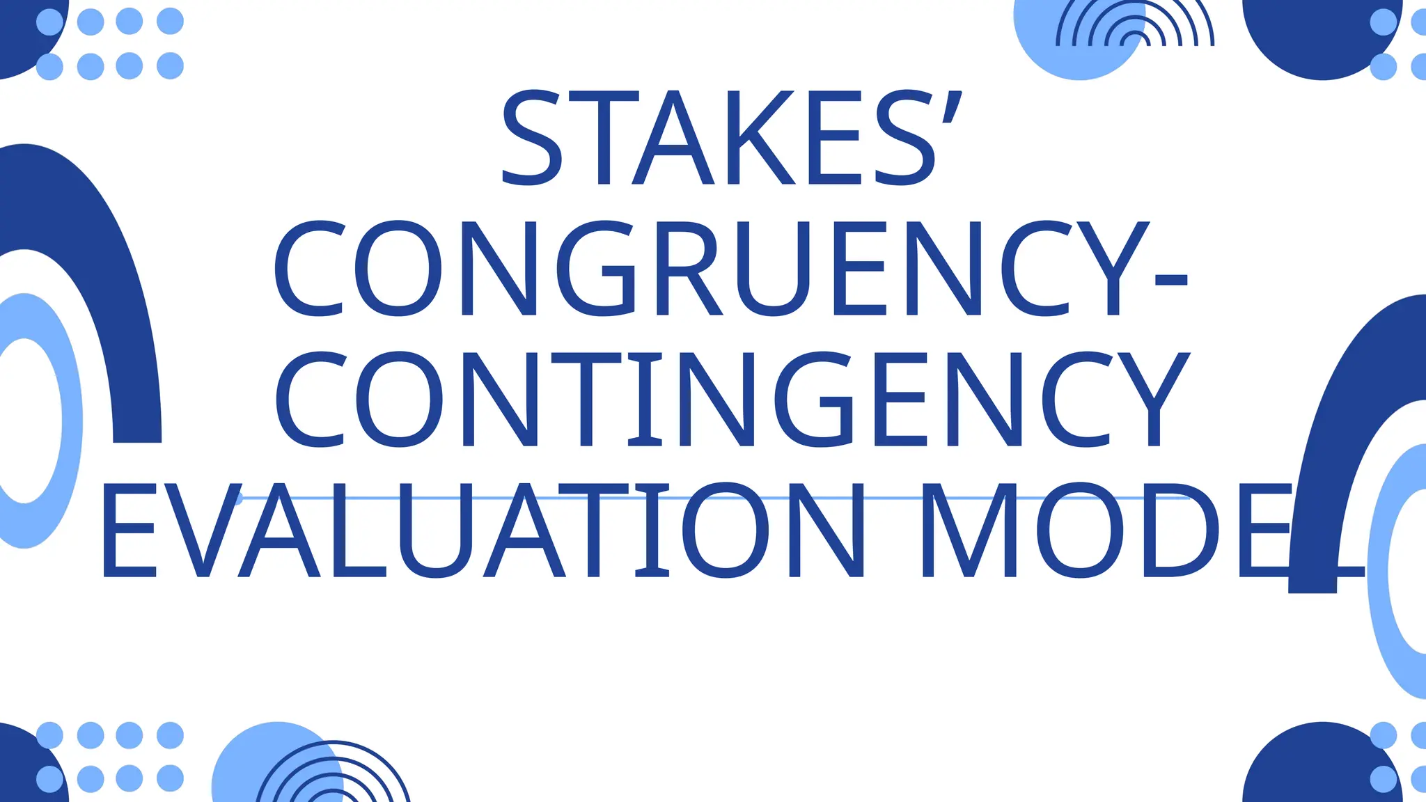 STAKES’
CONGRUENCY-
CONTINGENCY
EVALUATION MODEL
 