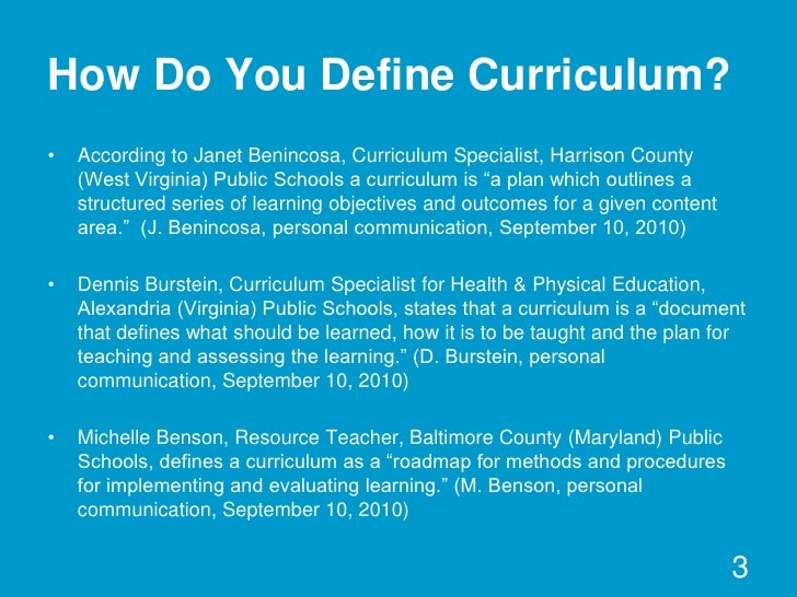 Curriculum What the Experts Have to Say