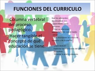 FUNCIONES DEL CURRICULO 