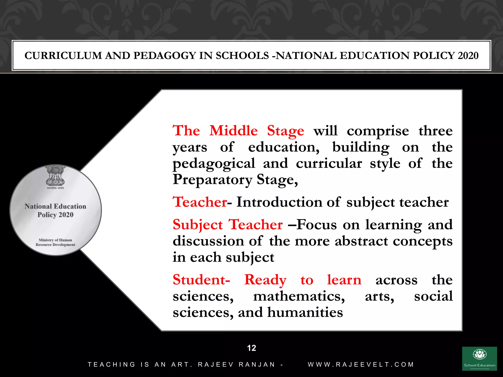 Curriculum and Pedagogy in Schools National Education Policy 2020 | PDF