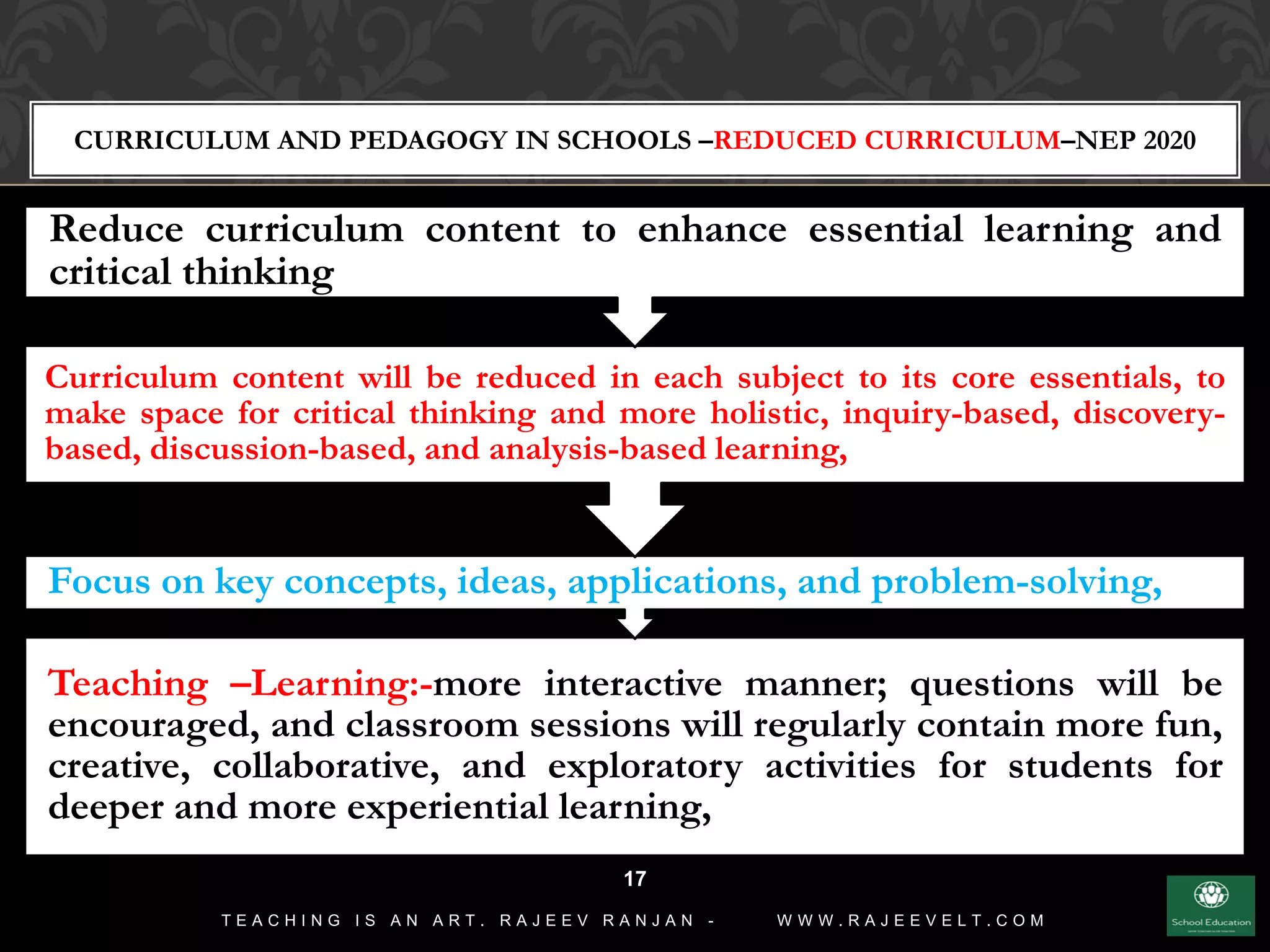 Curriculum and Pedagogy in Schools National Education Policy 2020 | PDF