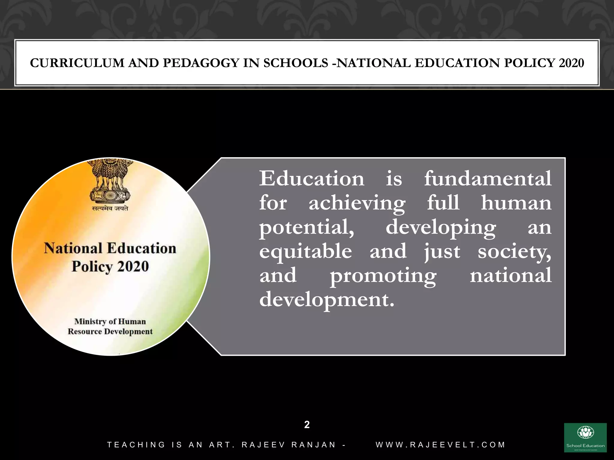 Curriculum and Pedagogy in Schools National Education Policy 2020 | PDF