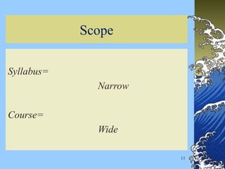 Scope
Syllabus=
Narrow
Course=
Wide
11
 