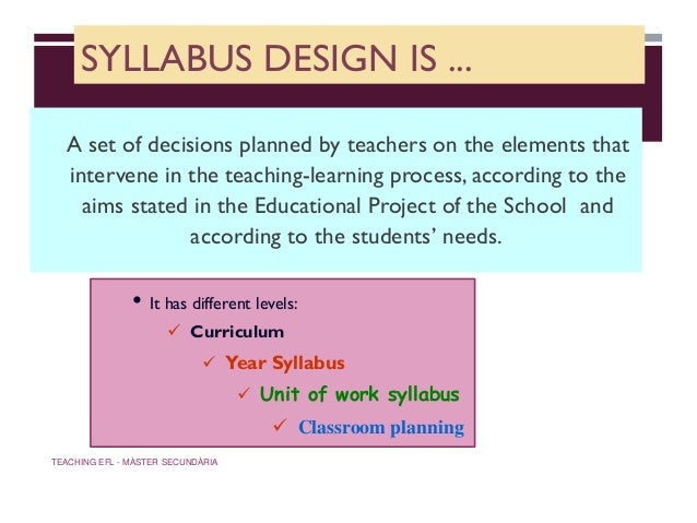 Curriculum And Syllabus Design Curriculum And Syllabus Design