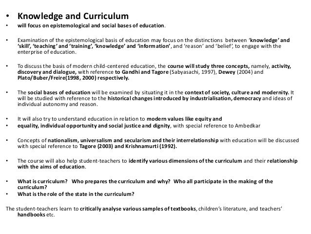 Two Year B Ed Curriculum Areas India