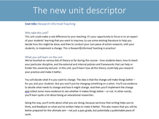 The new unit descriptor
 
