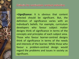   The “what” of teaching.