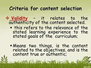 Selecting Content Curriculum content.ppt