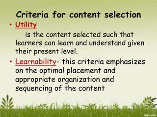 Selecting Content Curriculum content.ppt
