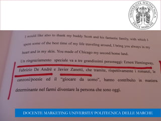 DOCENTE MARKETING UNIVERSITA’ POLITECNICA DELLE MARCHE
 