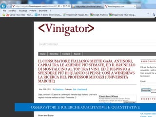 OSSERVATORI E RICERCHE QUALITATIVE E QUANTITATIVE
 