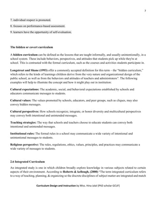Designs of Curriculum | PDF