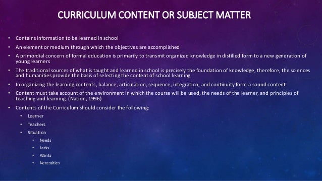 Sample Of Curriculum Content And Learning Experiences sample-of-curriculum-content-and-learning-experiences