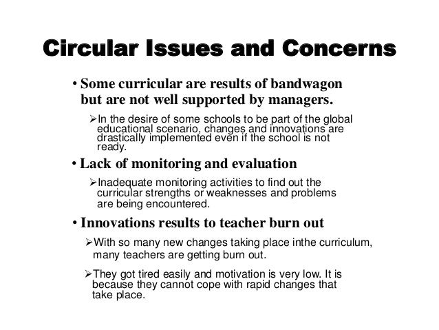 curriculum development curriculum issues concerns and responses