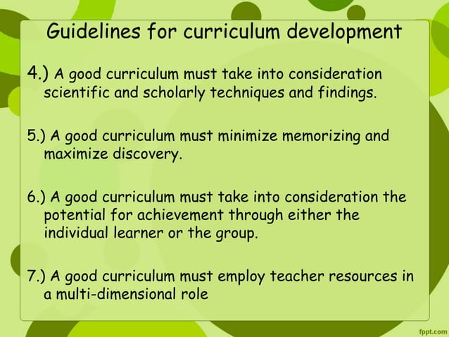 Curriculum development and management of learning