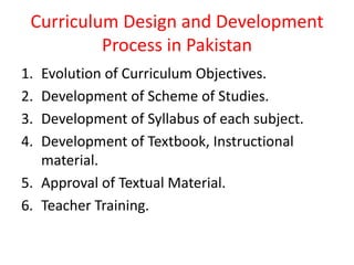 Curriculum development at primary and secondary level