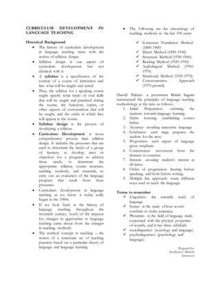 Curriculum development in language teaching handdouts | DOCX