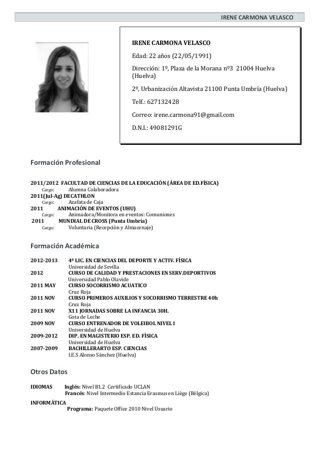 curriculum ea curriculum vitae descargar