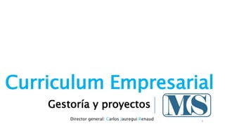 Director general: Carlos Jauregui Renaud 1
Curriculum Empresarial
Gestoría y proyectos
 