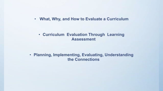 Curriculum evaluation