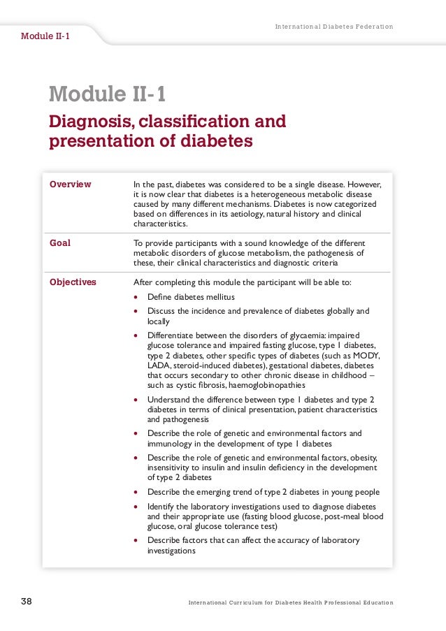 International Curriculum for Diabetes health professional education