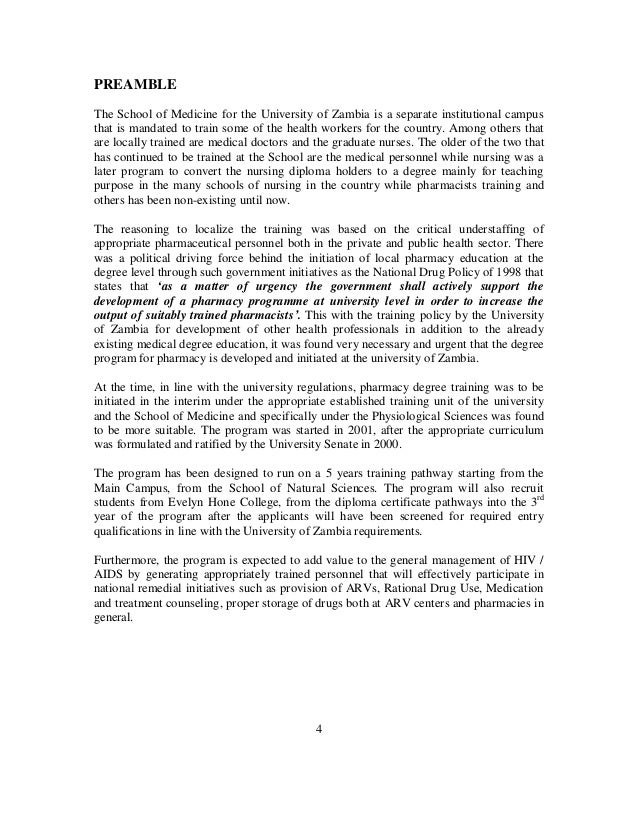 curriculum for pharmacy degree at unza 2000 pharmacy degree program
