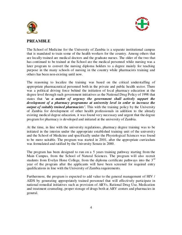 curriculum for pharmacy degree at unza 2002 pharmacy degree program