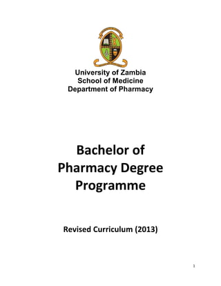 Curriculum for pharmacy degree at unza 2013 | PDF
