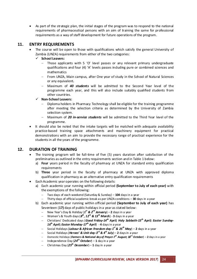 curriculum for pharmacy degree at unza 2017 pharmacy degree program