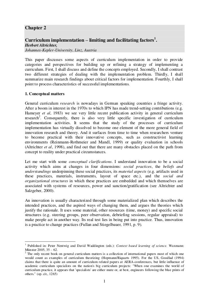 Curriculum implementation